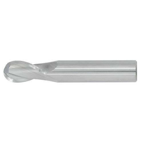 1/8" 2Flute 1/2"LOC 1-1/2"OAL 1/8"Shk Round Shank Ball Nose Uncoated Carbide End Mill (GP)