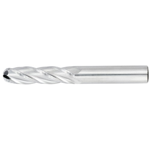 3/16" 4Flute 3/4"LOC 2-1/2"OAL 3/16"Shk Round Shank Ball Nose Uncoated Carbide End Mill (GP)