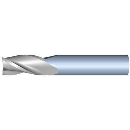 2.5mm 3Flute 7mmLOC 38mmOAL 3mmShk Round Shank Square Uncoated Carbide End Mill (GP)