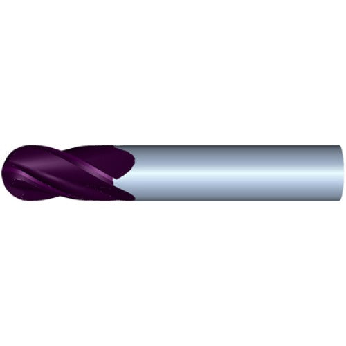10mm 4Flute 22mmLOC 70mmOAL 10mmShk Round Shank Ball Nose TiALN Carbide End Mill (GP)