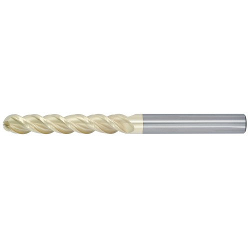 3/16" 3Flute 1-1/8"LOC 3"OAL 3/16"Shk Round Shank Ball Nose ZrN Carbide End Mill Medium/Finisher (UHPA)