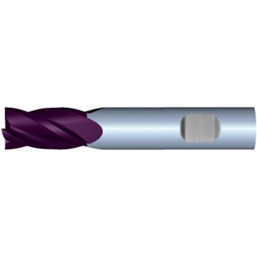 1/4" 4Flute 3/4"LOC 2-1/2"OAL 1/4"Shk Weldon Shank .015 Corner Radius TiALN Carbide End Mill (UHP)