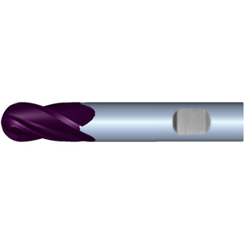 7/16" 4Flute 1"LOC 2-3/4"OAL 7/16"Shk Weldon Shank Ball Nose TiALN Carbide End Mill (UHP)
