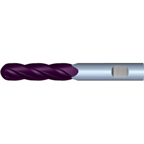 7/16" 4Flute 2"LOC 4"OAL 7/16"Shk Weldon Shank Ball Nose TiALN Carbide End Mill (UHP)