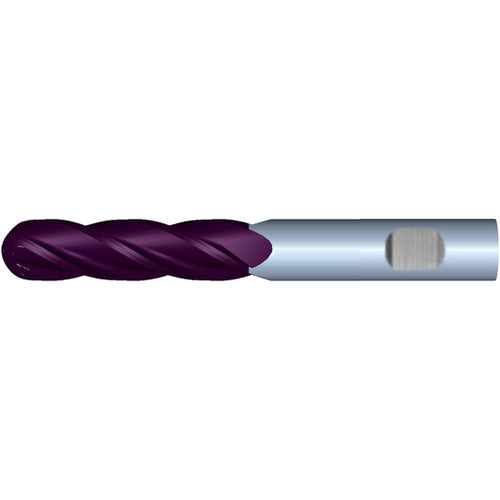 3/8" 4Flute 1-1/8"LOC 3"OAL 3/8"Shk Weldon Shank Ball Nose TiALN Carbide End Mill (HP)