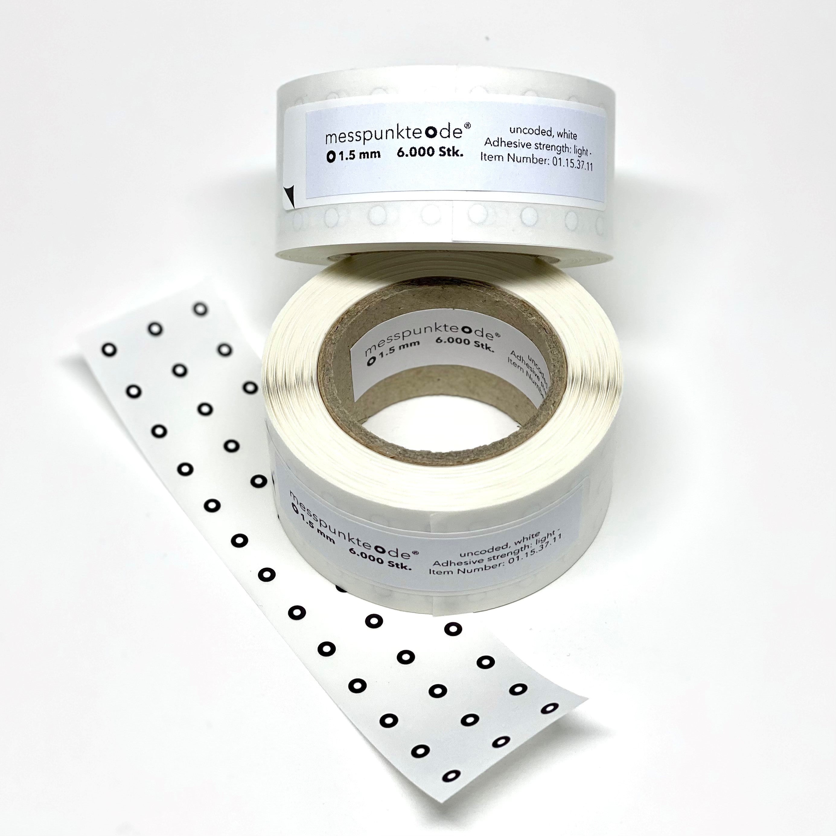 ST 015 6000 LIGHT - Standard White/Black Targets - 1.5 mm Diameter - Light Adhesive - 6000 per Roll