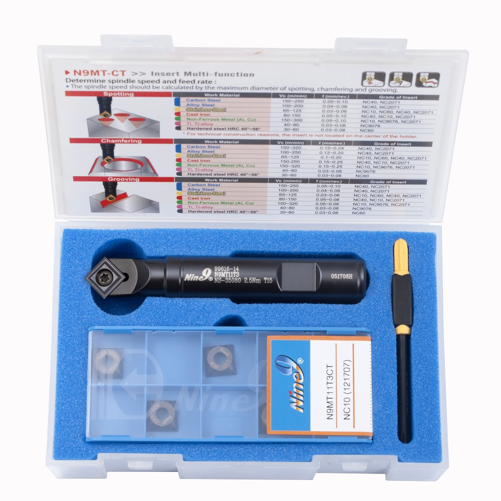 Nine9 Indexable NC Spot Drill Starter Kit (00-99616-14-1/2"-IN6AL), 1/2" Shank