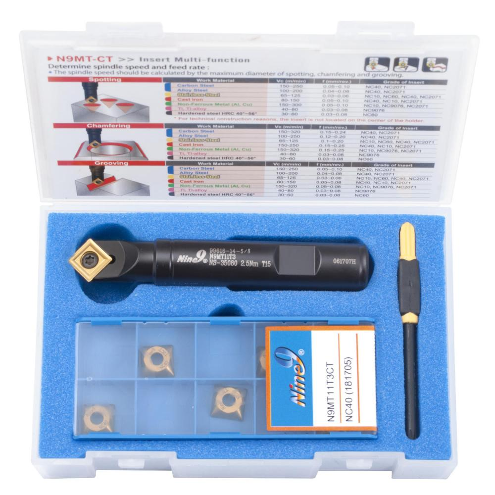 Nine9 Indexable NC Spot Drill Starter Kit (00-99616-14-IN6), 5/8" Shank