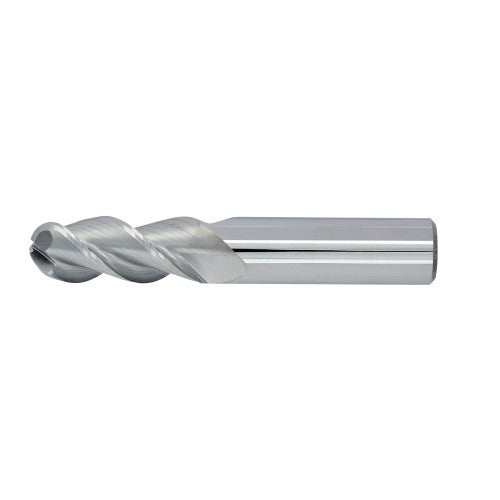 1/2" 3Flute 1-1/4"LOC 3"OAL 1/2"Shk Round Shank Ball Nose Uncoated Carbide End Mill Medium/Finisher (UHPA)
