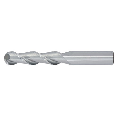 1/4" 2Flute 1-1/8"LOC 3"OAL 1/4"Shk Round Shank Ball Nose Uncoated Carbide End Mill Medium/Finisher (UHPA)