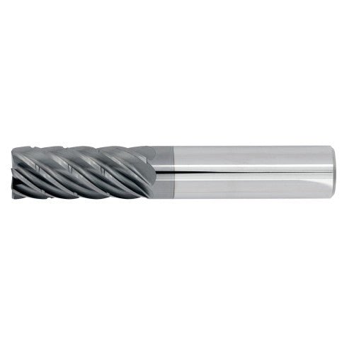 3/8" 7Flute 1"LOC 2-1/2"OAL 3/8"Shk Round Shank .015 Corner Radius ALL4 Carbide End Mill with Chipbreaker HEM (UHP)