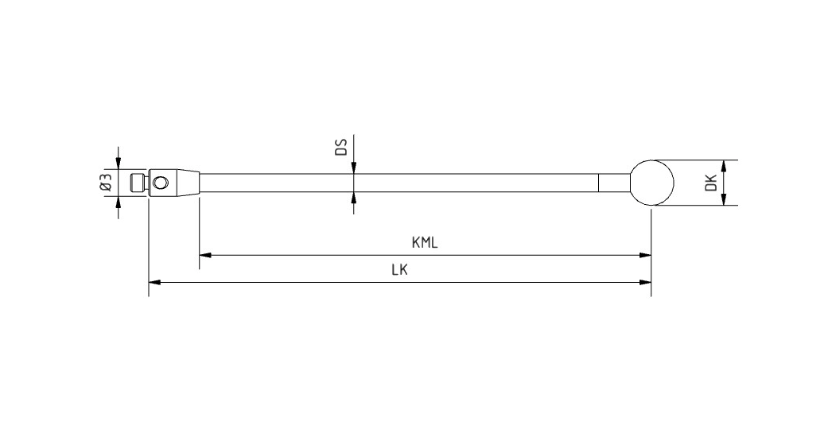 SM2 040 050 RCE - Straight M2 CMM Stylus 4mm Ruby Ball, 50mm Ceramic Stem, EWL 44mm