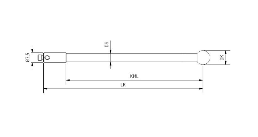 SM2 060 050 RCF - Straight M2 CMM Stylus 6mm Ruby Ball, 50mm Carbon Fiber Stem, EWL 42mm