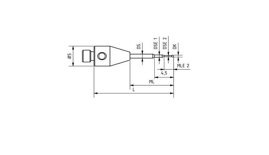 SM3 XS03 020 RCA - Stepped M3 XXT CMM Stylus, 0.3mm Ruby Ball, 20mm Tungsten Carbide Stem, 11mm EWL