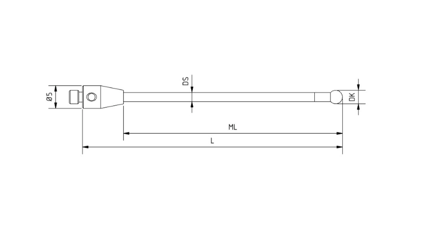 SM3 X30 040 SCF - Straight M3 XXT CMM Stylus, 3mm Silicon Nitride Ball, 40mm Carbon Fiber Stem, 31mm EWL