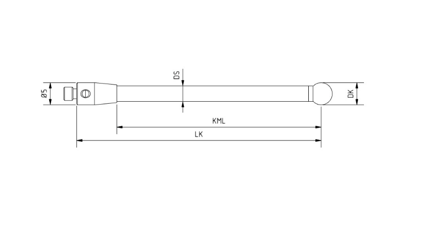 SM3 X50 075 SCF - Straight M3 XXT CMM Stylus, 5mm Silicon Nitride Ball, 75mm Carbon Fiber Stem, 66mm EWL