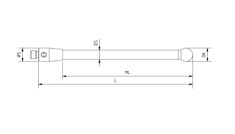SM3 X80 100 RCF - Straight M3 XXT CMM Stylus, 8mm Ruby Ball, 100mm Carbon Fiber Stem, 100mm EWL