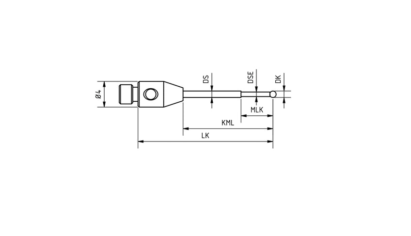 SM3 S15 030 RCA - Stepped Micro M3 CMM Stylus, 1.5mm Ruby Ball, 30mm Tungsten Carbide Stem, EWL 23mm