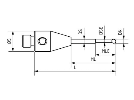 SM3 XS10 025 RCA - Stepped M3 XXT CMM Stylus, 1mm Ruby Ball, 25mm Tungsten Carbide Stem, 16mm EWL