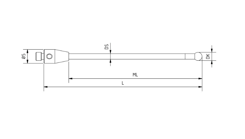 SM3 X30 033 RCF - Straight M3 XXT CMM Stylus, 3mm Ruby Ball, 33mm Carbon Fiber Stem, 24mm EWL