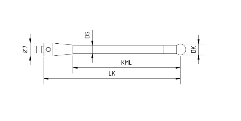 SM4 060 050 RCF - Straight M4 CMM Stylus, 6mm Ruby Ball, 50mm Carbon fiber, 34mm EWL