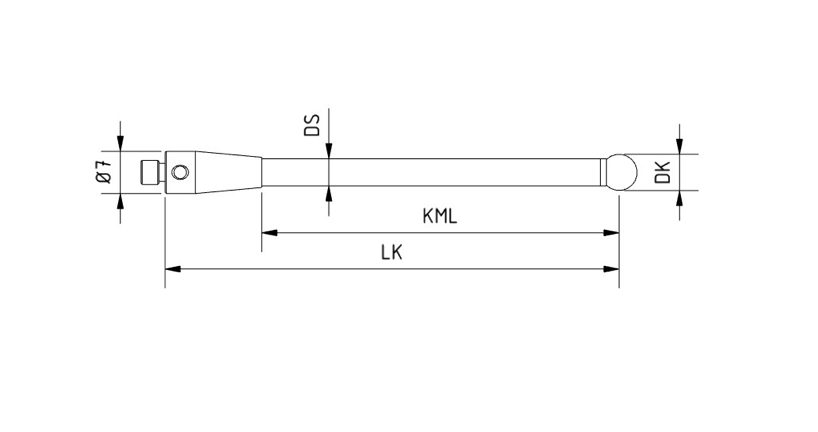 SM4 060 100 RCE - Straight M4 Stylus, 6mm Ruby Ball, 100mm Ceramic Stem, 84mm EWL