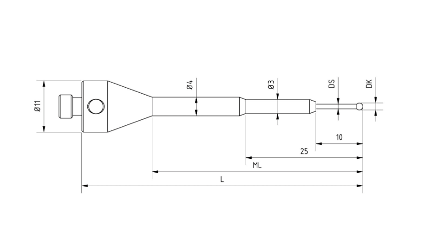 SM5 S15 060 RCA - Stepped M5 CMM Stylus, 1.5mm Ruby Ball, 60mm Tungsten Carbide Stem, 45mm EWL