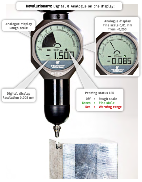 Tschorn 3D Tester Digital - 12mm Shank, 139mm Reach, 3mm Probe Tip