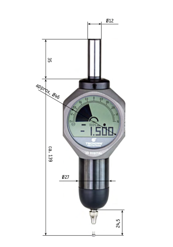 Tschorn 3D Tester Digital - 12mm Shank, 139mm Reach, 3mm Probe Tip