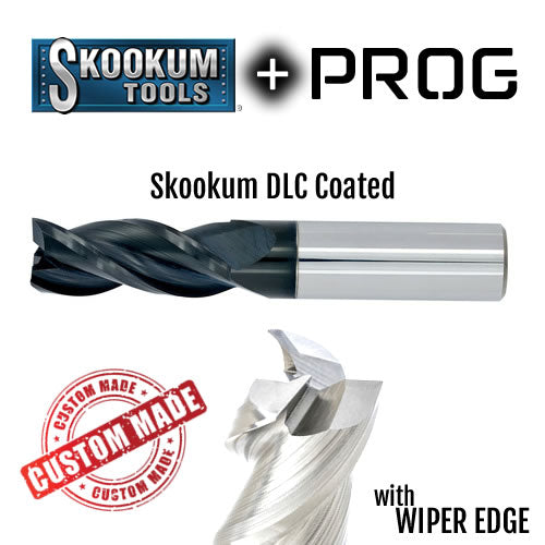 1/4" 3Flute 3/4"LOC 2-1/2"OAL 1/4"Shk Round Shank Square DLC Carbide End Mill with Wiper Edge Medium/Finisher (UHPA)