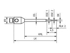 SM2 M03 020 CCA - Stepped Micro M2 CMM Stylus 0.3 mm Carbide Ball, 20 mm Tungsten Carbide Stem, EWL 15 mm
