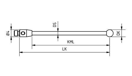 SM3 010 030 SCA - Straight M3 CMM Stylus, 1mm Silicon Nitride Ball, 30mm Tungsten Carbide Stem, 23mm EWL