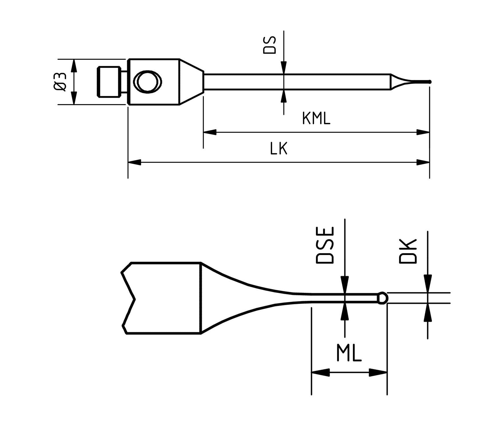 SM3 M01 022 CCA - Stepped Micro M3 CMM Stylus, 0.10mm Carbide Ball, 22mm Tungsten Carbide Stem, EWL 15mm