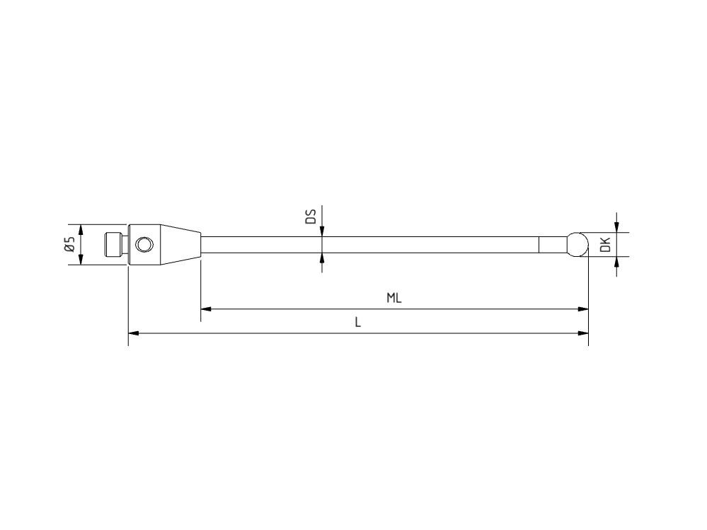 SM3 X30 075 RCF - Straight M3 XXT CMM Stylus, 3mm Ruby Ball, 75mm Carbon Fiber Stem, 66mm EWL