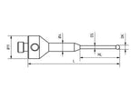 SM5 S20 044 RCA - Stepped M5 CMM Stylus, 2mm Ruby Ball, 44mm Tungsten Carbide Stem, 19mm EWL
