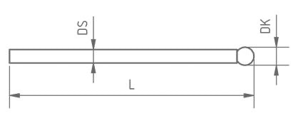 NTS 010 010 RCA  - Non-Threaded 10mm Long Styli Carbide Ruby Ball