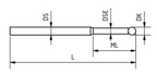 NTS S10 010 RCA - Non-Threaded 10mm Long Styli Carbide Ruby Ball