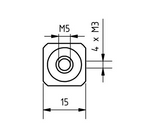 ZM5 015 0M3 ALU - M5 Attachment, 4x M3 Thread, 15mm Length, Aluminium
