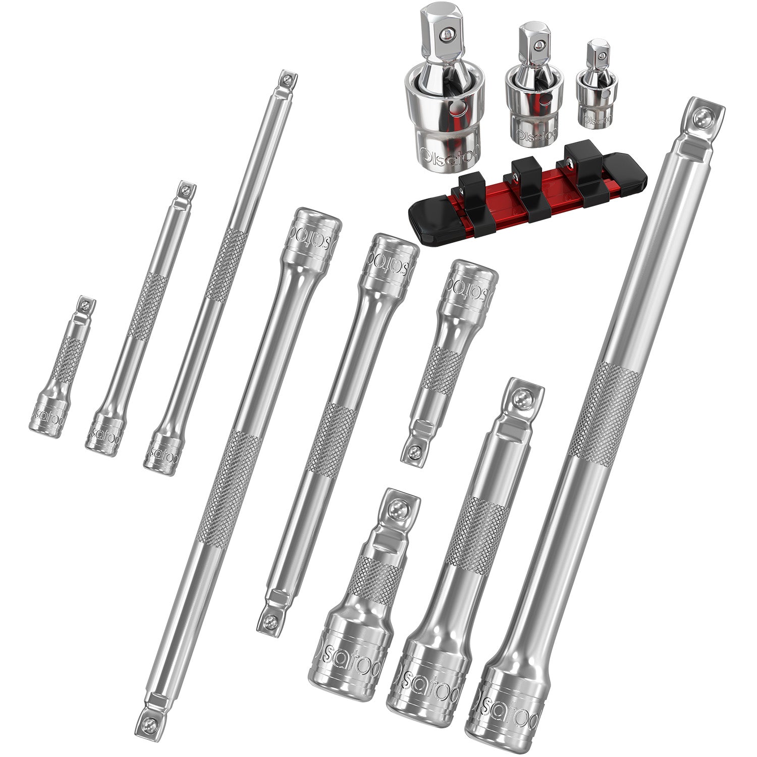3pc Universal Joint Set, Socket Adapter 1/2", 3/8", and 1/4" drive