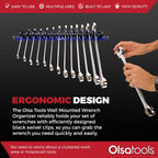 Wall Mount Wrench Organizer With Rotating Clips