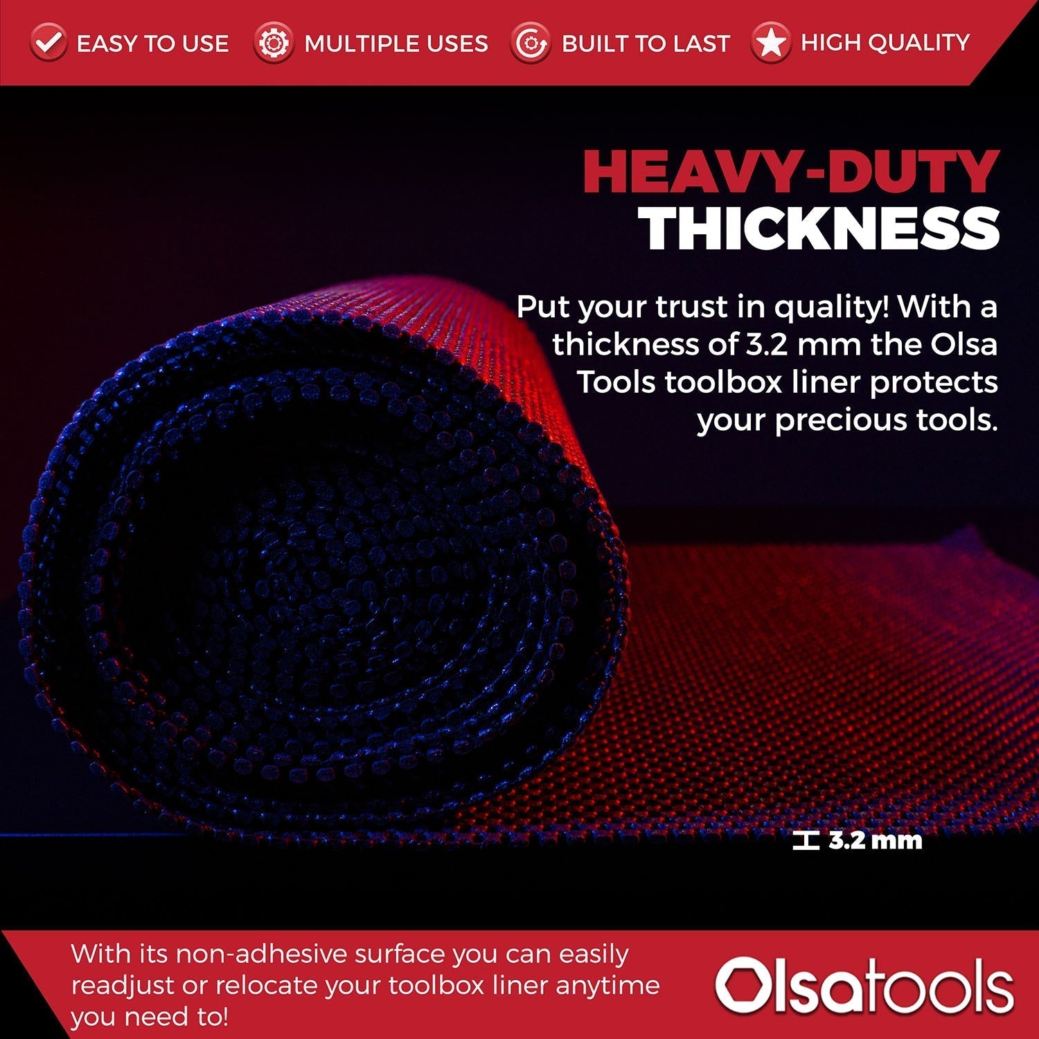 Non-Slip Perforated Surface Tool Chest Liner