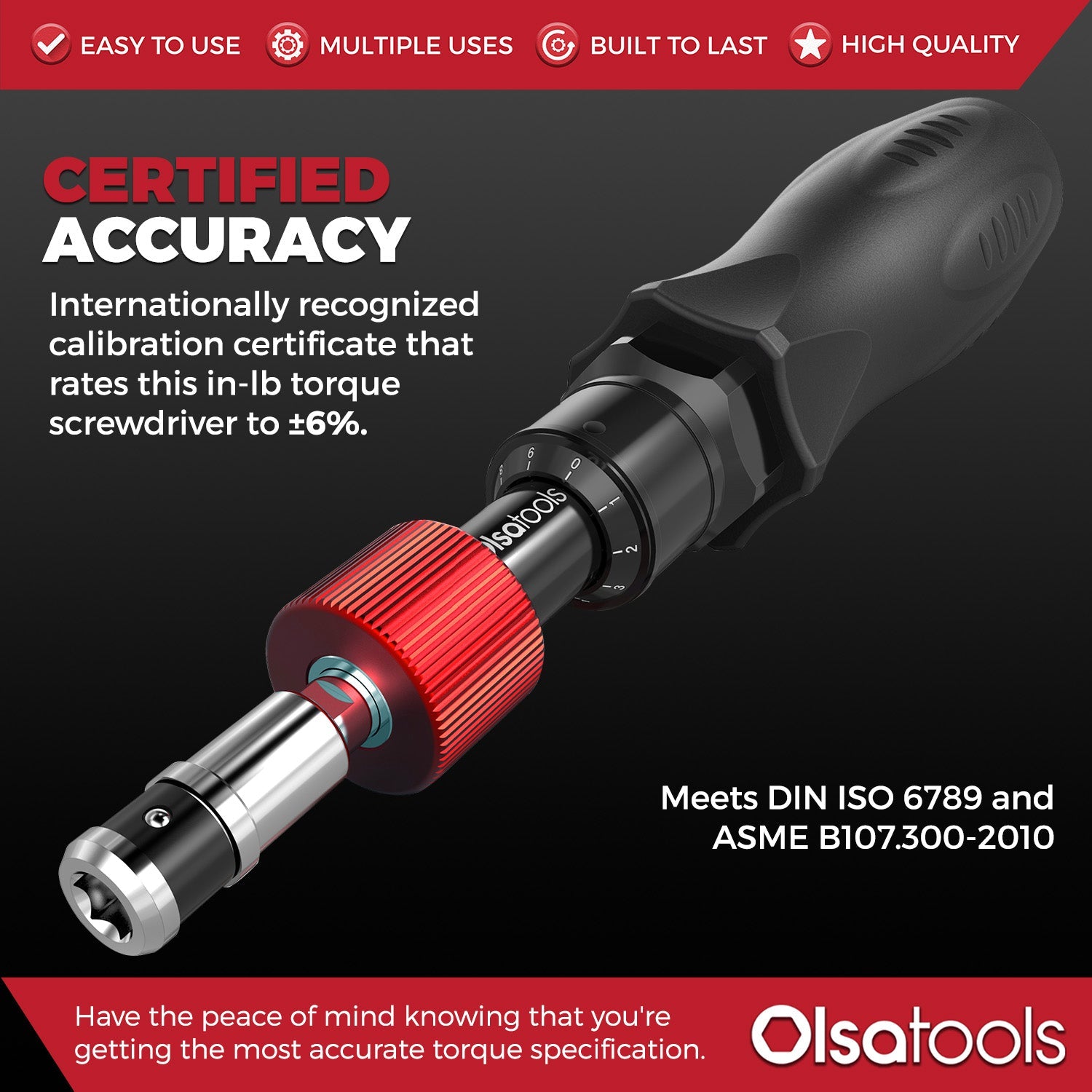 Torque Screwdriver with Hex head and T-handle, 10-50 in-lb - ±6% Accuracy