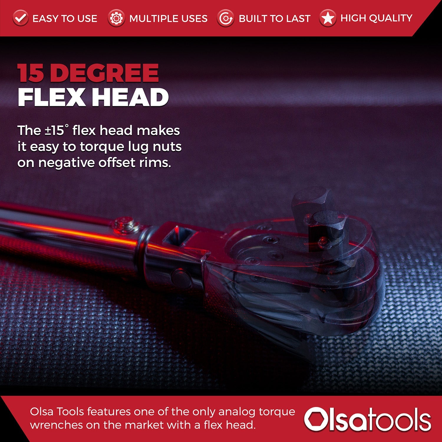 Click Torque Wrench with Flex Head - 1/2" Drive, 24" Long (50-250 ft-lb Torque Range)