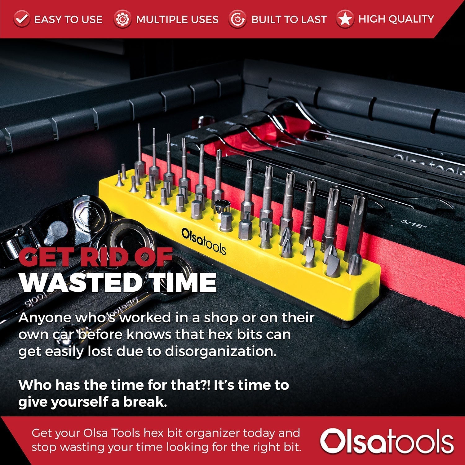 Magnetic Hex 1/4" Bit Organizer