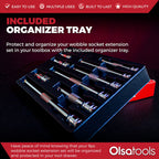 Wobble Socket Extension Set (9pc) | 1/2, 3/8, 1/4" Drive Ratchet Extension Bars
