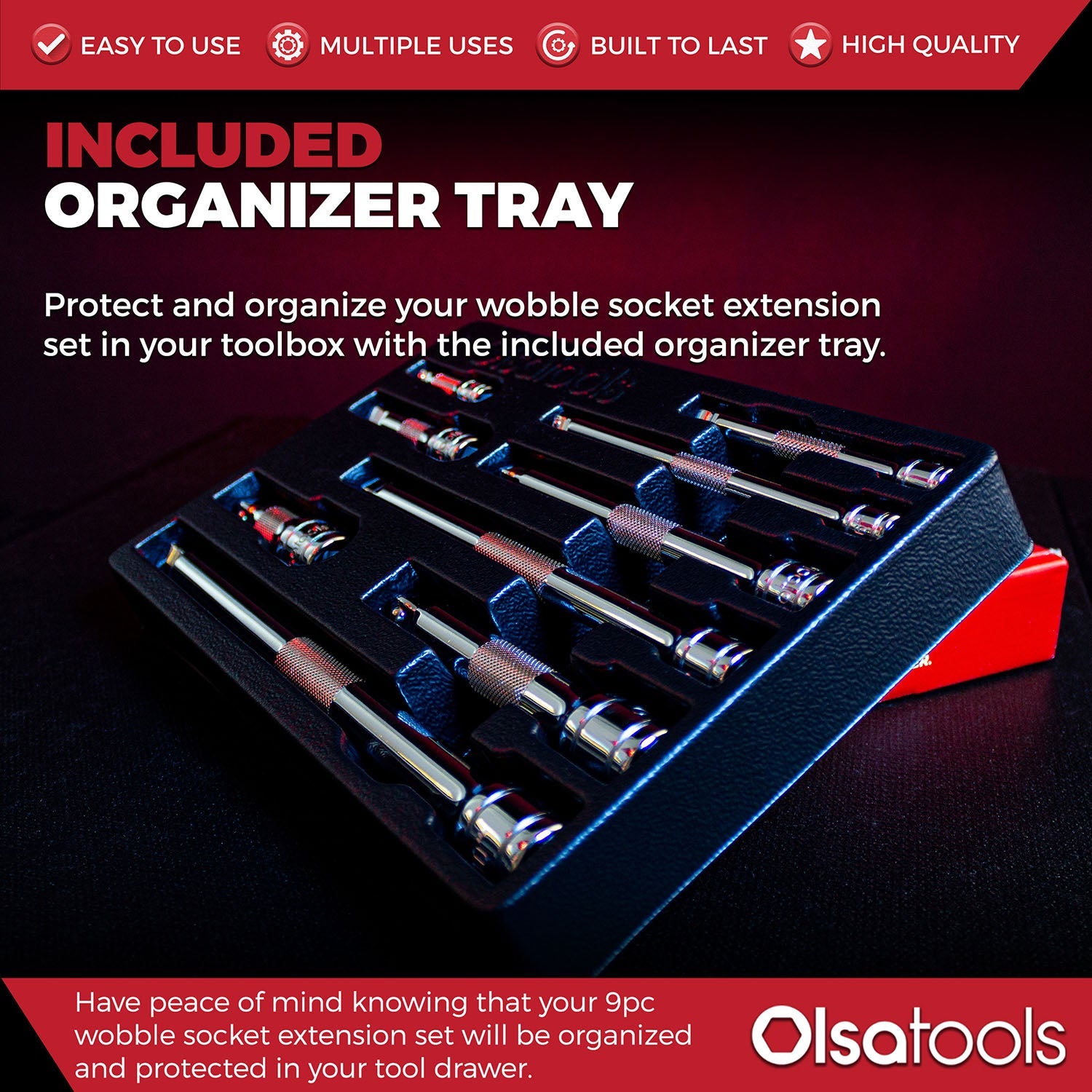 Wobble Socket Extension Set (9pc) | 1/2, 3/8, 1/4" Drive Ratchet Extension Bars