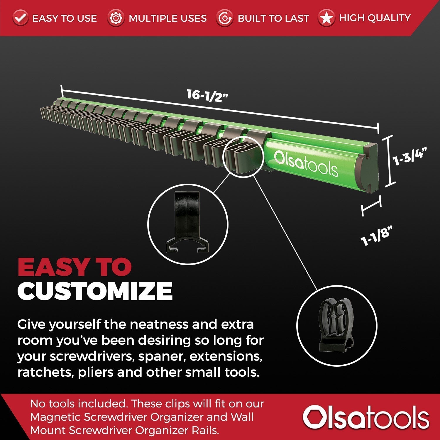 Magnetic Screwdriver Organizer Extra Clips | 10-Pack