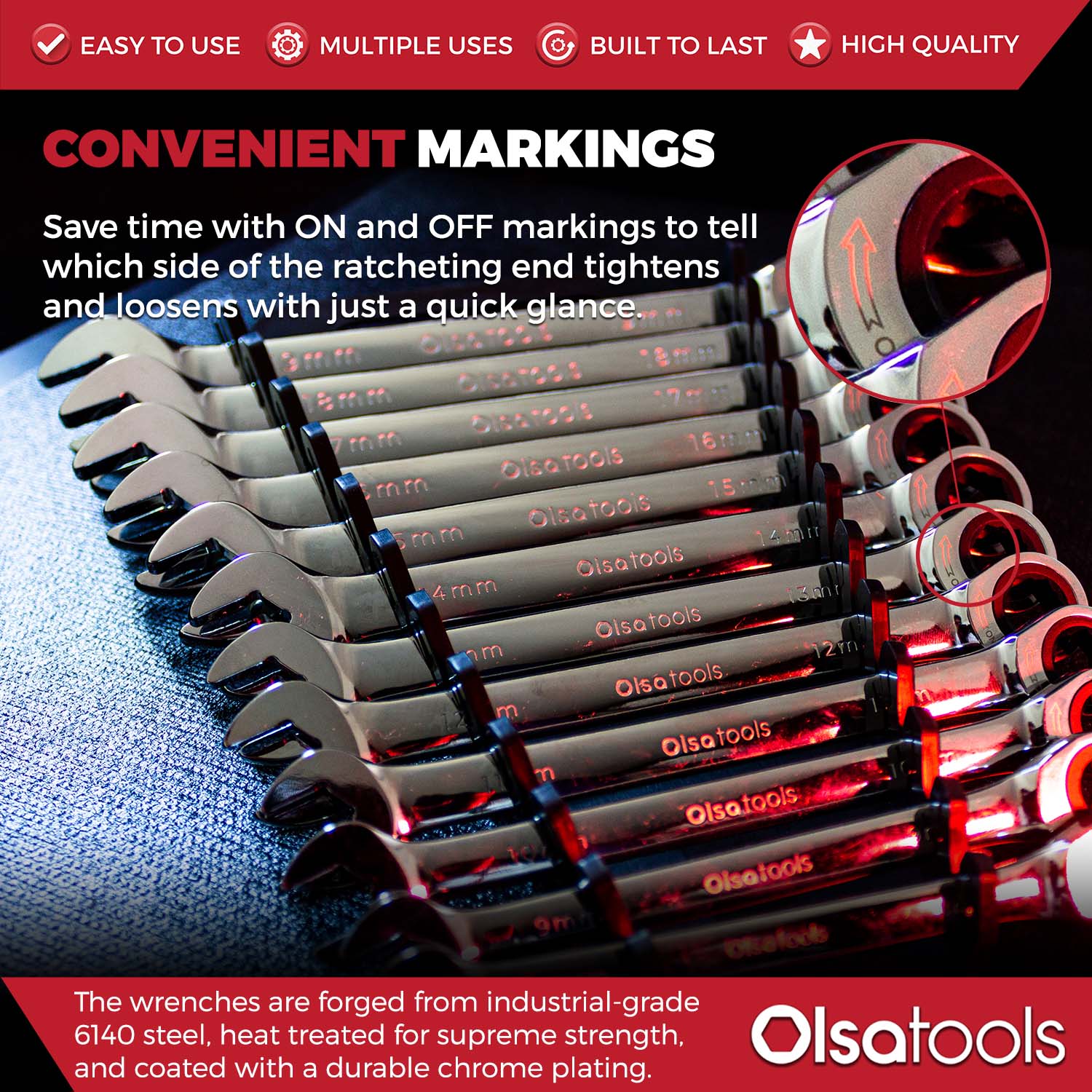 Ratcheting Wrench Set with Magnetic Wrench Organizer