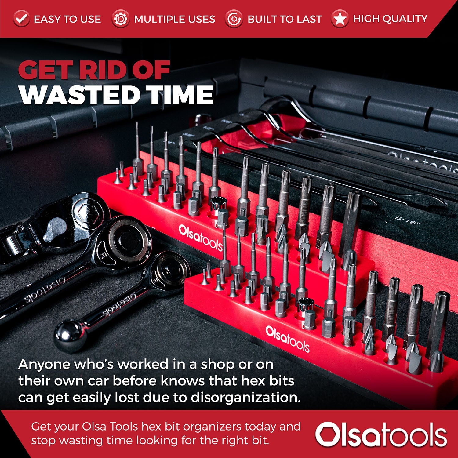 Magnetic Hex 1/4" Bit Organizer