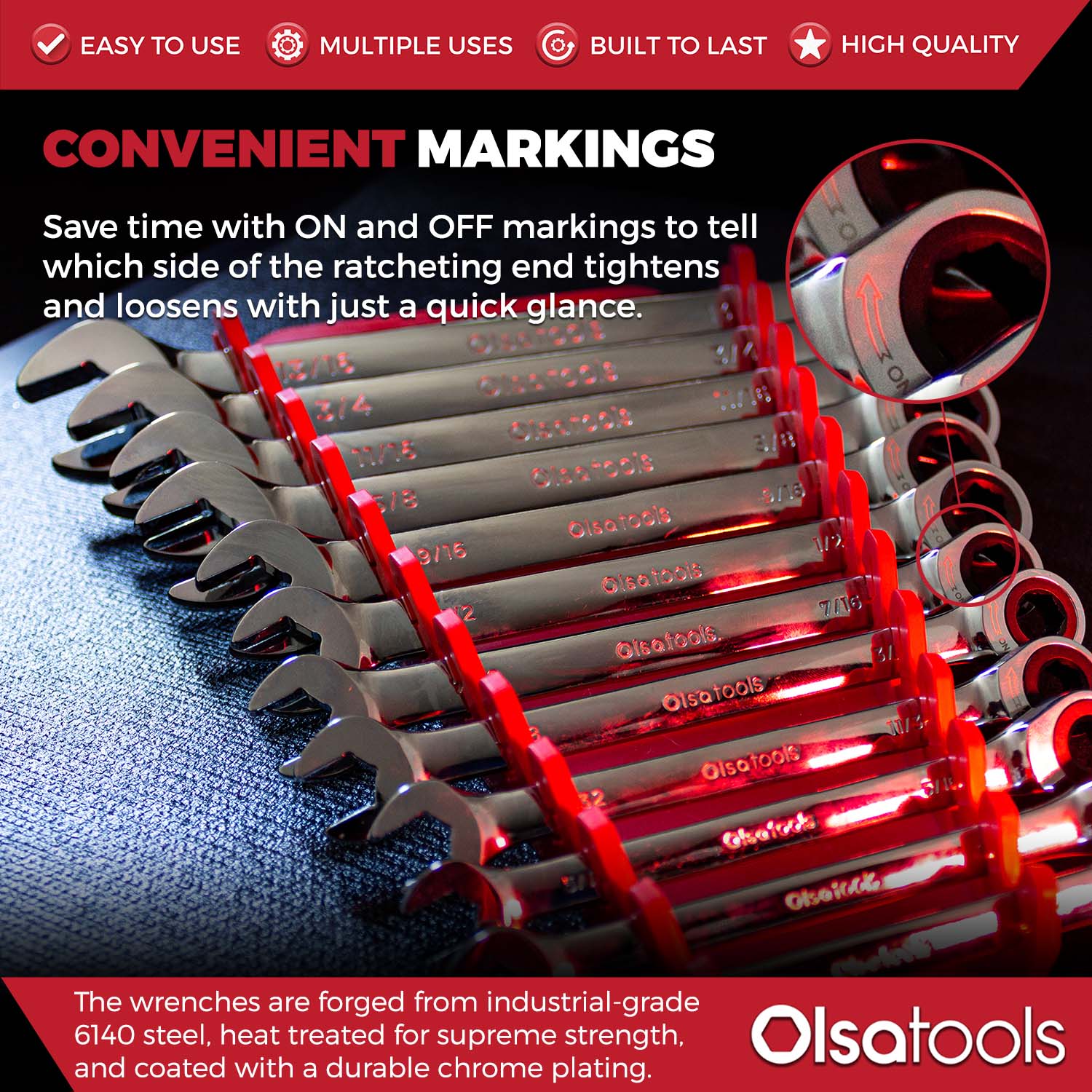 Ratcheting Wrench Set with Magnetic Wrench Organizer